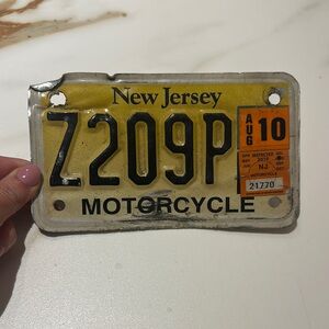 Vintage New Jersey Motorcycle License Plate